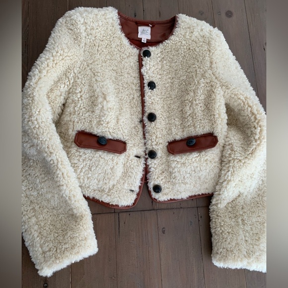 Cinq à Sept Naia Faux Shearling Jacket Ivory Mahogany - Picture 5 of 8